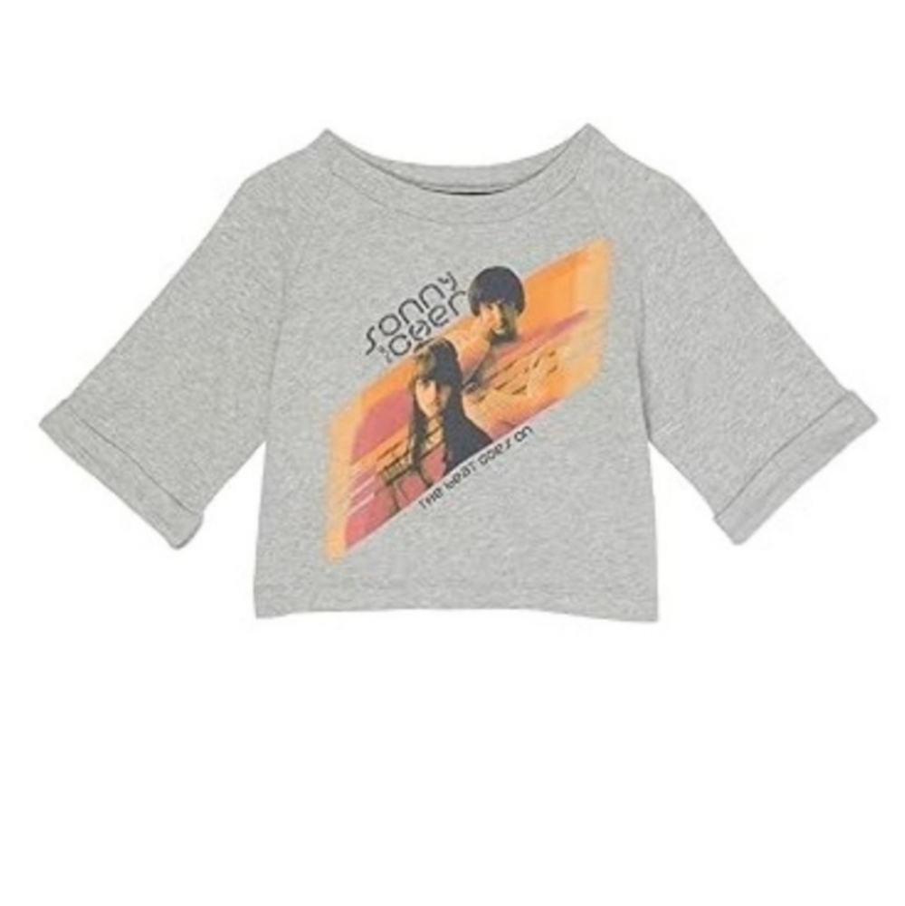 Truce Nordstroms Sonny & Cher Graphic Boxy Sweatshirt Top Grey Kids Girls Medium